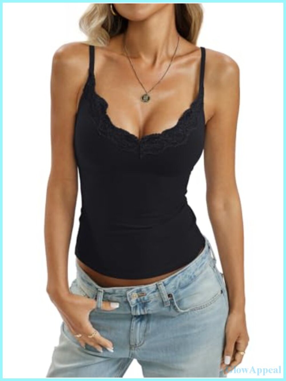 EasyGala Women's Lace Camisole Cotton V-Neck Slim Fit Tank Top